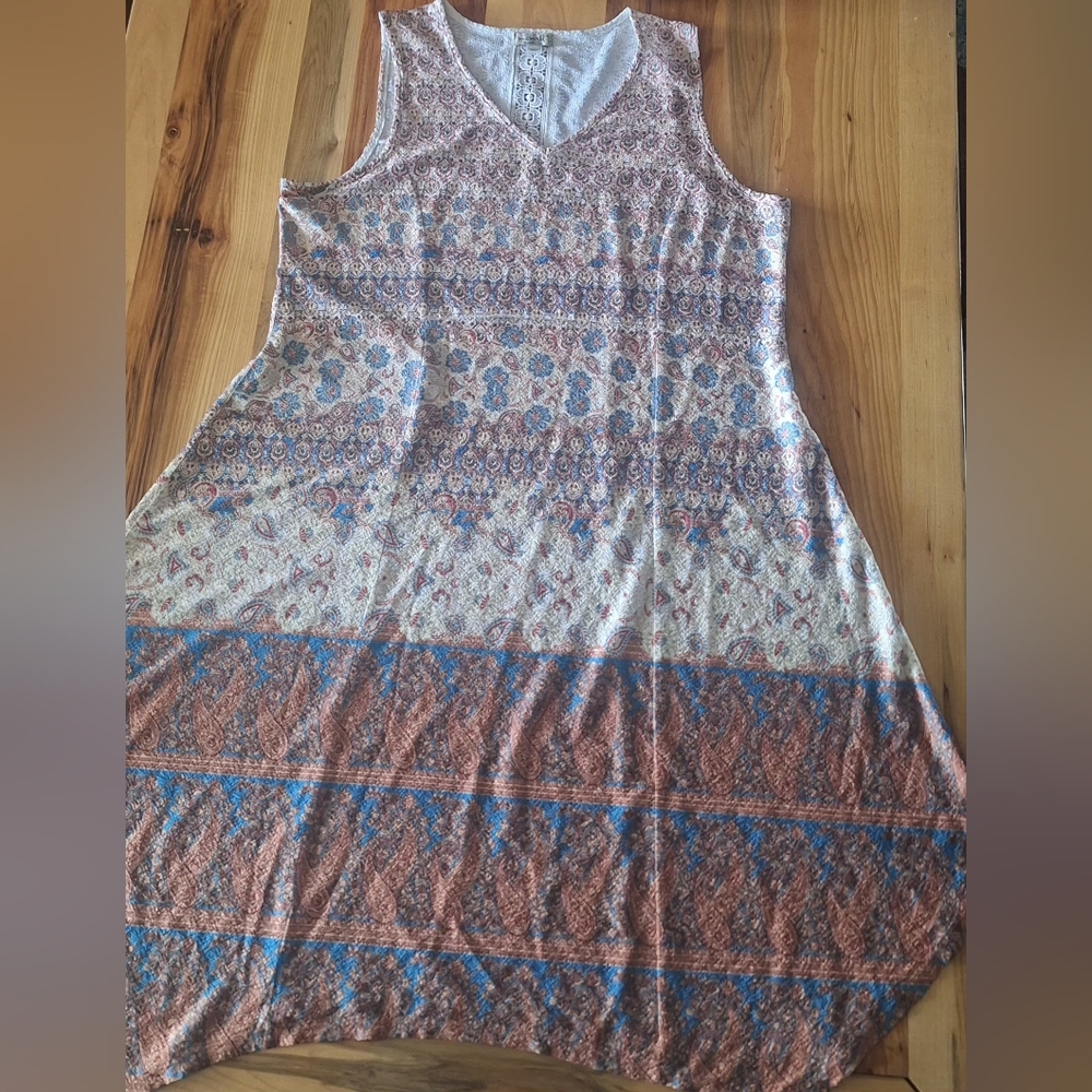ONE WORLD XL Womens Asymmetrical Bohemian Tribal Multi Color Pattern Texture